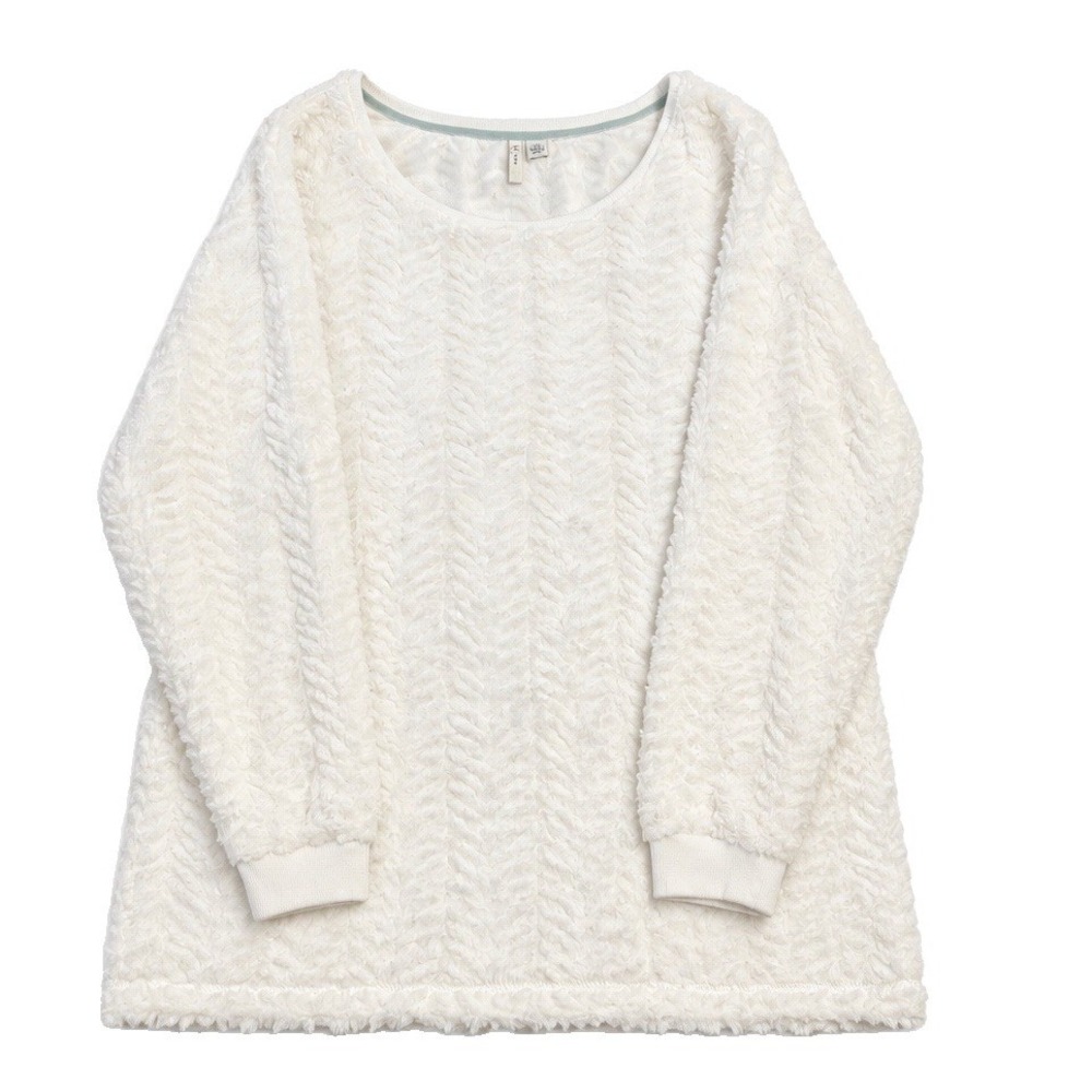 EST 1946 Women's Large Ivory Plush Teddy Tunic Sweater Fuzzy Cozy Long Sleeve